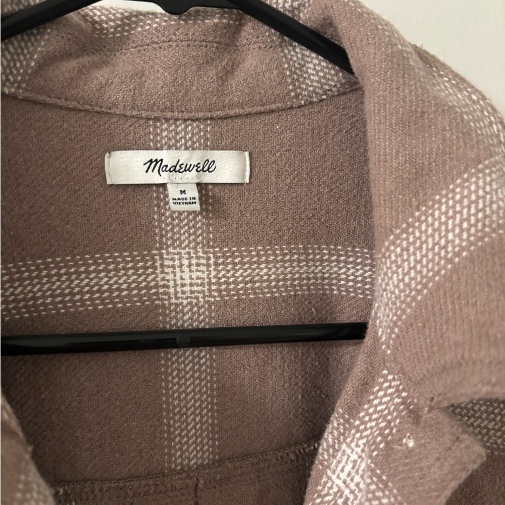 Madewell Checkered Wool Jacket in Soft Brown